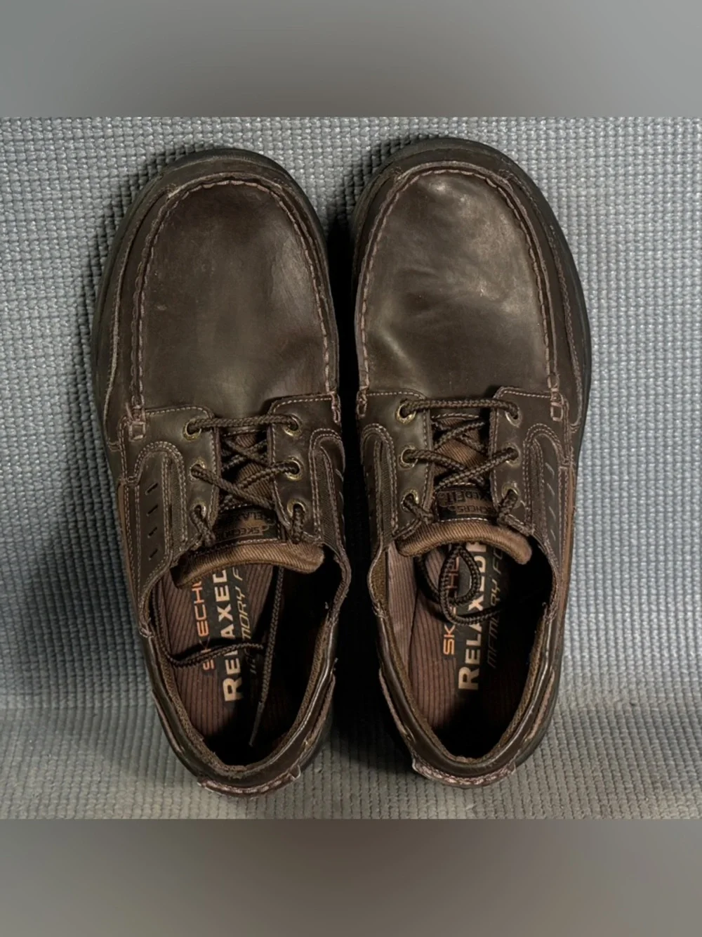 SKECHERS Men's Relaxed Fit Moc Toe Boat Shoes Brown Size 9